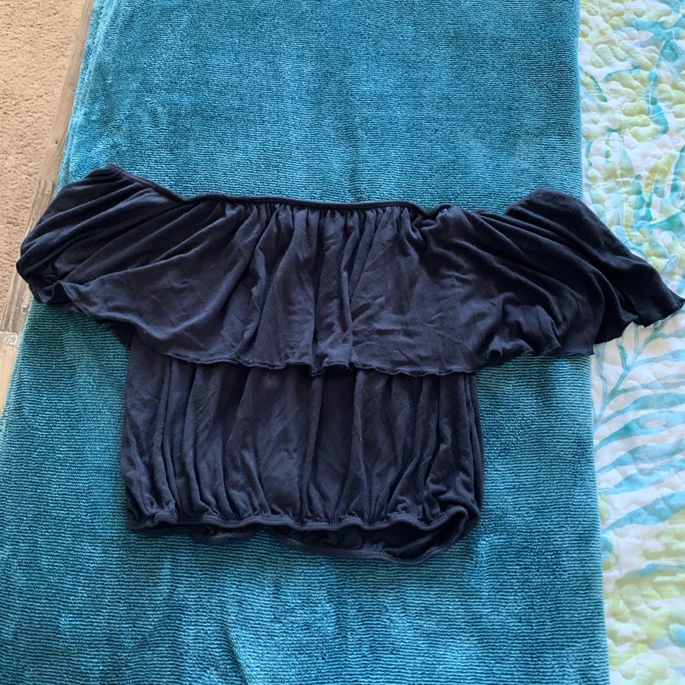 Off shoulder cropped black top